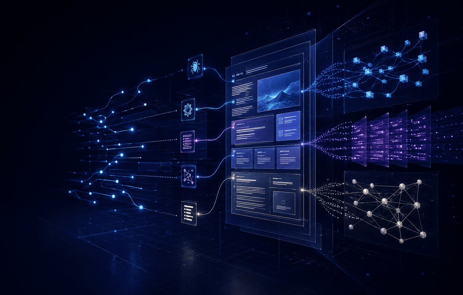 Blue-violet machine-readable website structure visualization